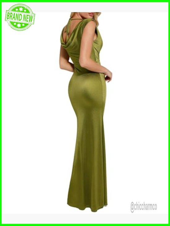 Sleeveless Maxi Formal Dress with Built-in Bra Shapewear Bodycon - Picture 6 of 7